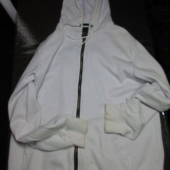 Zine White Zip Up Hoodie Mens Size LARGE - Picture 2 of 7